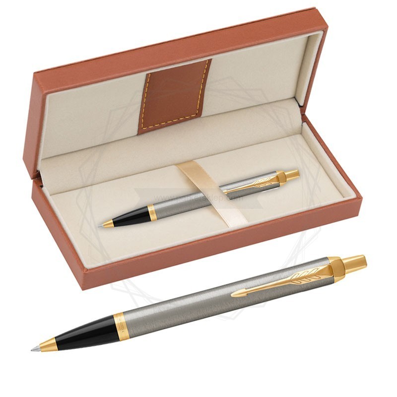 Długopis Parker IM Brushed Metal GT w brązowym pudełku [1931670/11]  