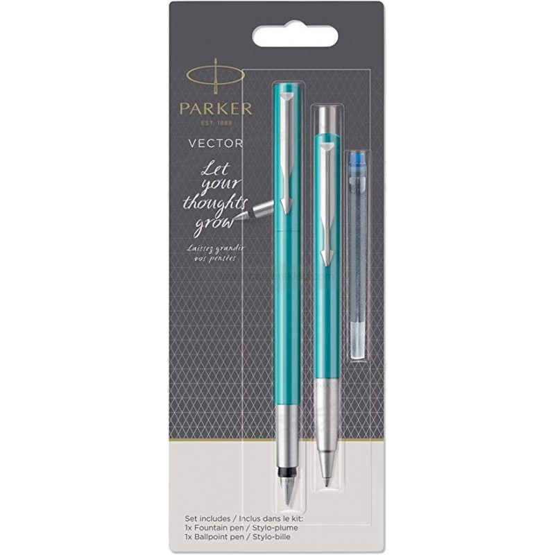 Długopis Vector + Pióro wieczne Parker turkusowe [DUOVECTOR5]  