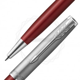 Długopis Parker Sonnet Sand Blasted Metal Czerwony w Pudełku z Grawerem [2146851/1]