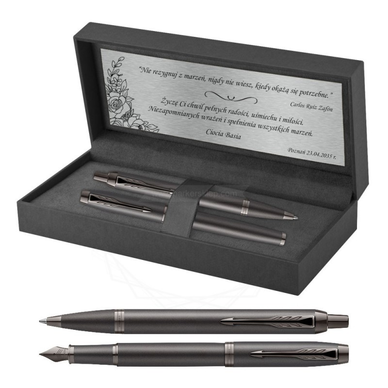 Długopis + Pióro Parker IM Professionals Monochrome Bronze z Grawerem [2172961/2]  