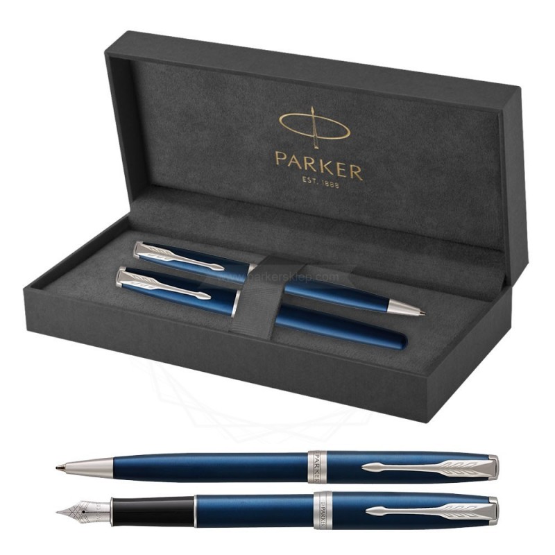 Długopis + Pióro Parker Sonnet Niebieska Laka CT [1931536/3]  