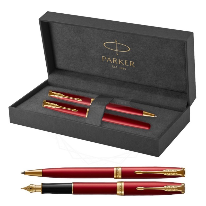 Długopis + Pióro Parker Sonnet Czerwona Laka GT [1931476/2]  