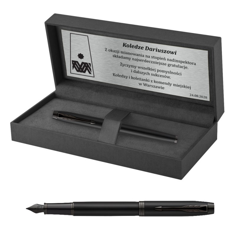Pióro Parker IM Achromatic Czarny w pudełku z grawerem [2127741/5]  