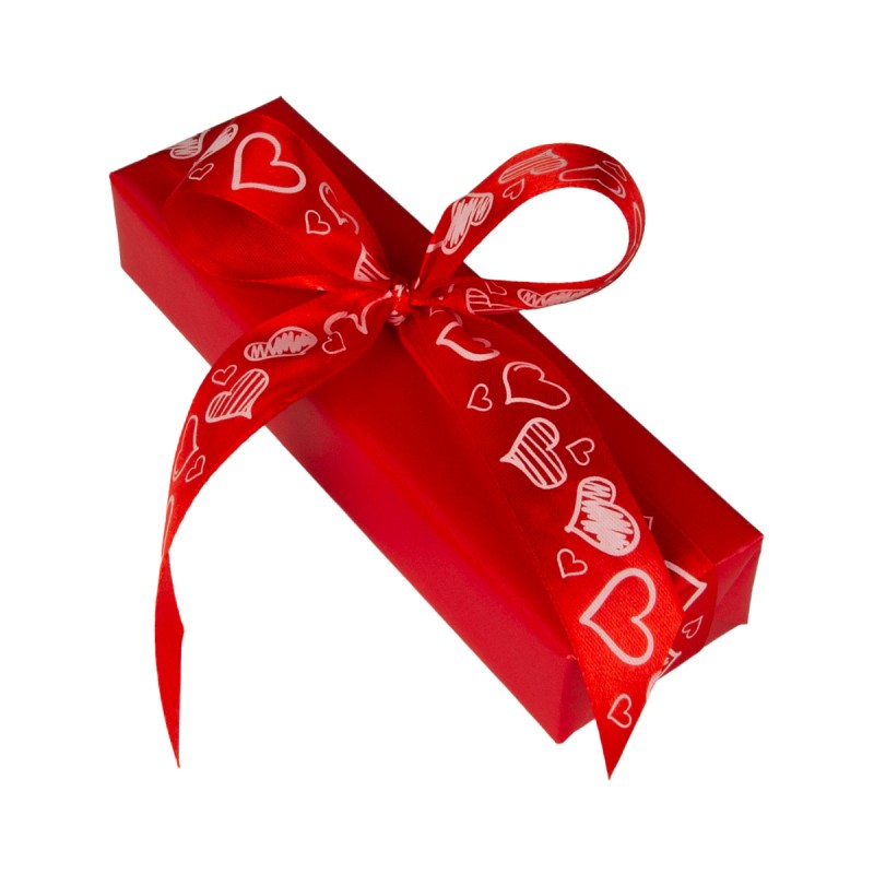 Pakowanie prezentów - papier czerwony w serca (WZ0038)  