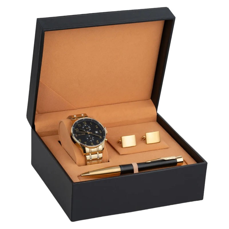 Zestaw Prezentowy Długopis Parker Urban Czarny Matowy GT + Zegarek Paul Lorens + Spinki (2143640/25)  