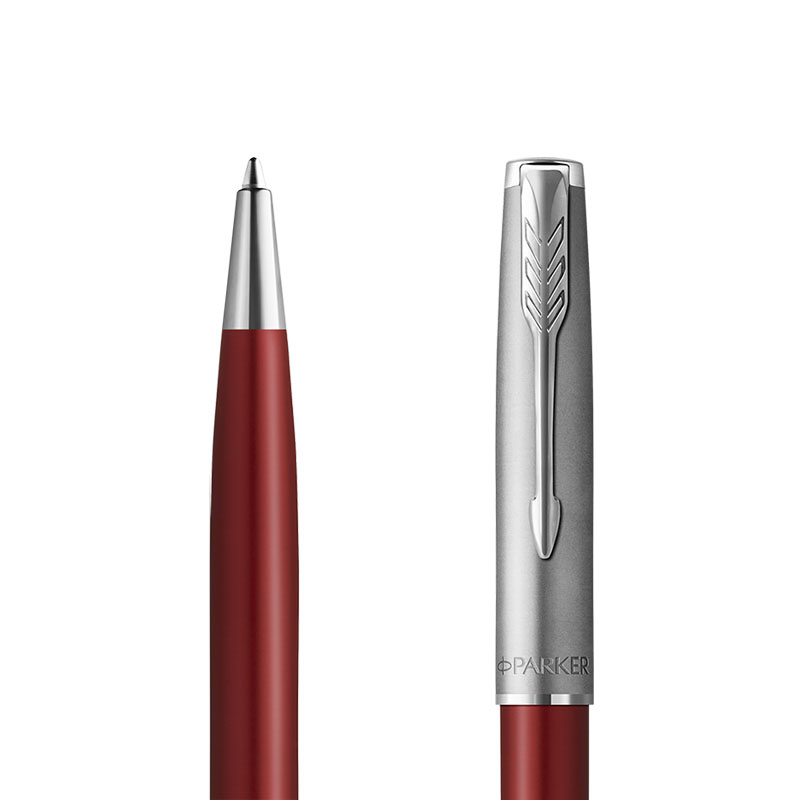 Długopis Parker Sonnet Sand Blasted Metal Czerwony [2146851] w przekroju