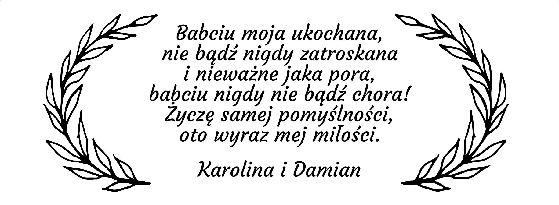 tabliczka z grawerem - życzenia dla babci
